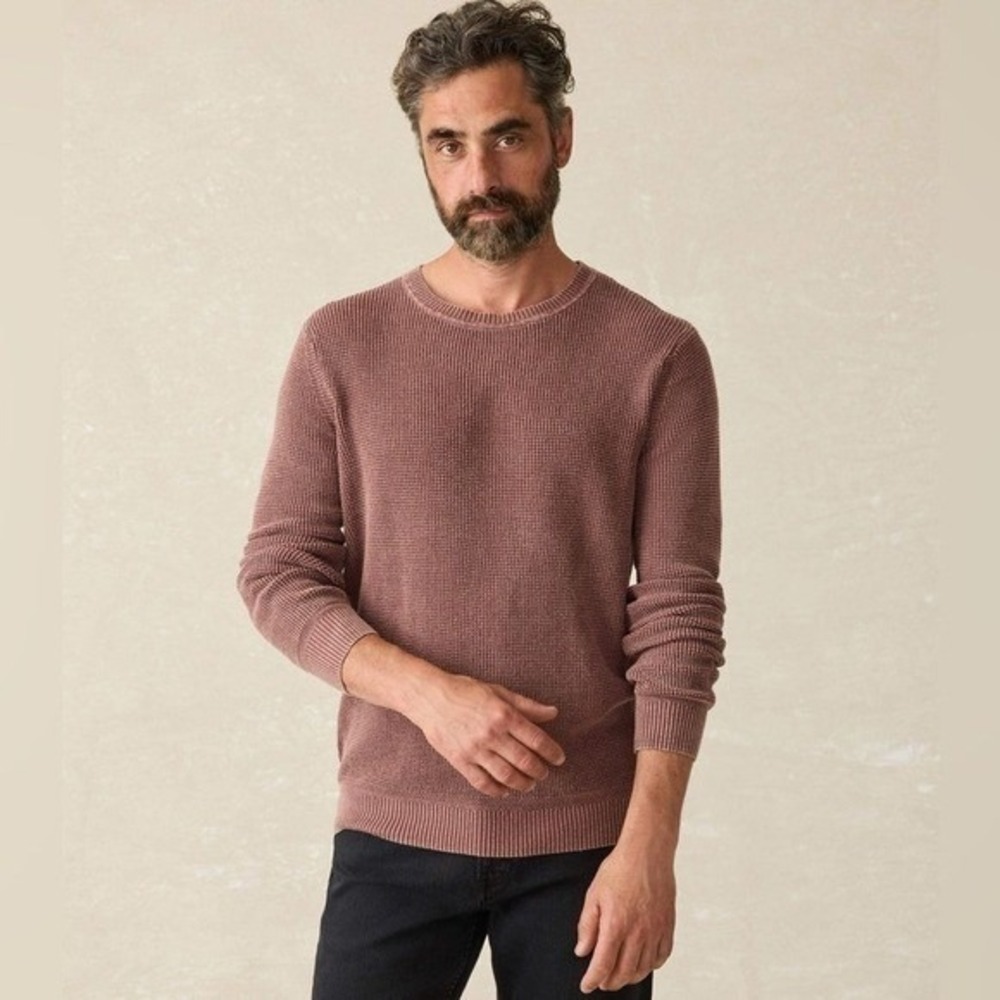 Faherty Legend‎ Sunwashed Crewneck Sweater Rust Twill XL New With Tags
